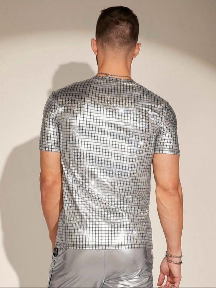 Bonga Boys Men's Metallic Round Neck Short Sleeve Partywear T-Shirt